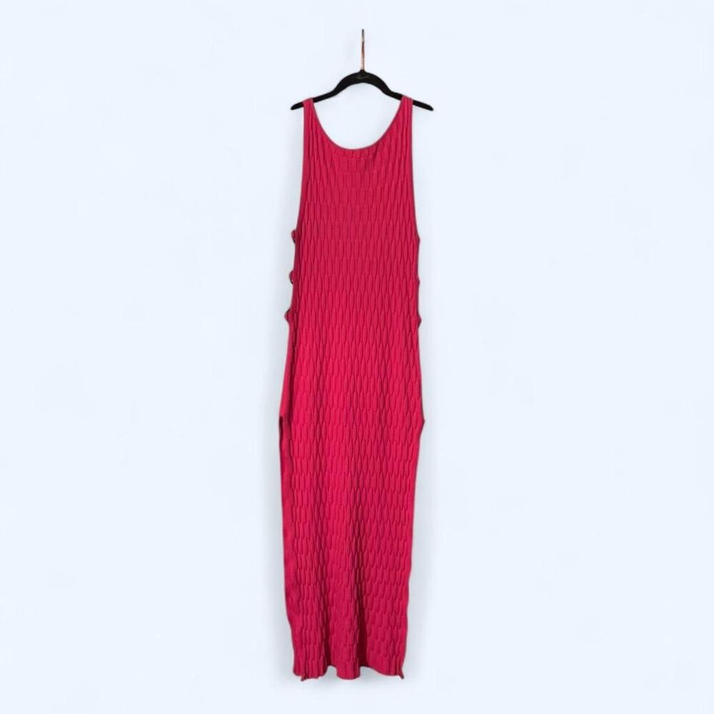 Free People Beach Women's Pink Ribbed-Knit Cutout Maxi Dress - XS
